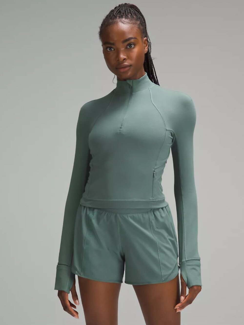 Lululemon It's Rulu Run Cropped Half Zip Long Sleeve in Medium Forest Size 8